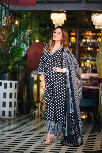 Ensemble kurta de luxe pour femme en viscose noire et finitions soignées