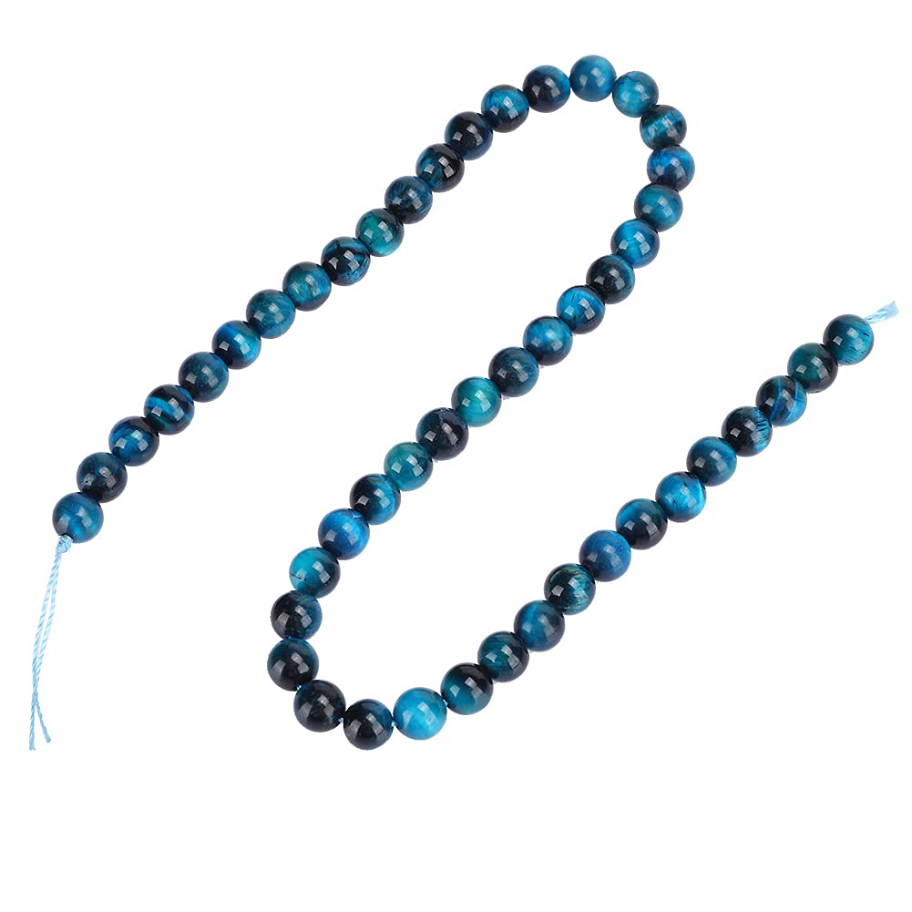 Perline Pietra Naturale Occhio Di Tigre Blu 8mm - 48 Pezzi Per Gioielli Fai Da Te