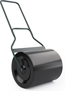 Lawn Roller, Heavy-Duty Garden Drum Roller Push/Tow Behind Water/Sand Filled Roller for Park, Garden, Yard, Ball Field, 16x20-Inch, Black, 60L/ 16 Gallons