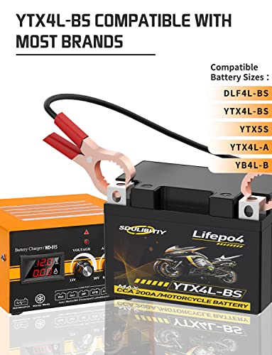 12 Volt Motorcycle Battery Lithium Powersports Battery Lifepo4 Engine Start Battery2Ah 200Cca Compatible Atv, Utv, Scooter, Snowmobile, 4 Wheeler Small Lawn Mower Ytx4L #TOP1