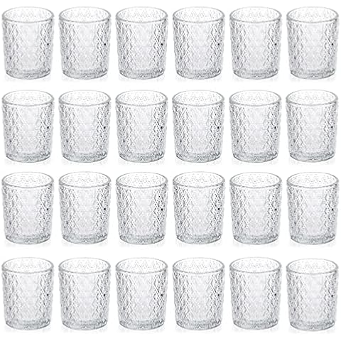 BSTKEY Set of 24 Clear Glass Tealight Holders Cover