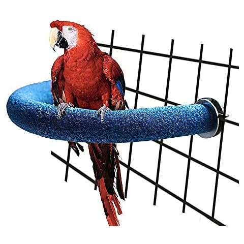 NganSuRong U Shape Bird Perch Stand Pet Toy Parrot Platform Sand Paw Grinding Clean Stick Cage Exercise Conure Budgie Cockatiel (Blue) Cover
