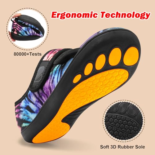 Image of Besroad Womens Walking Shoes Wide Diabetic Shoes Adjustable Barefoot Casual Sneakers Breathable Zero Drop Arthritis Edema Sneakers Indoor Outdoor