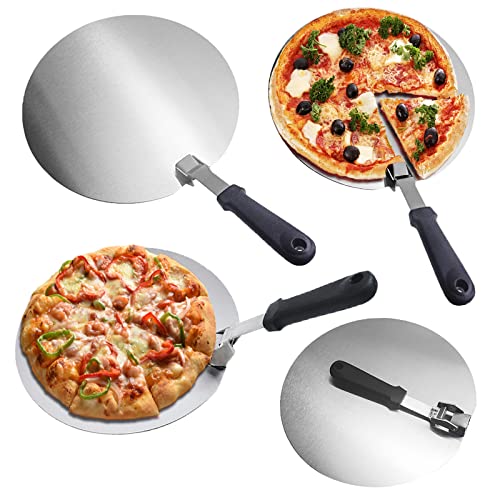 Pizza Peel Metal Round Spatula Paddle Peel 12 Inch with Folding Handle, for Grill Oven Baking Homemade Pizza Bread