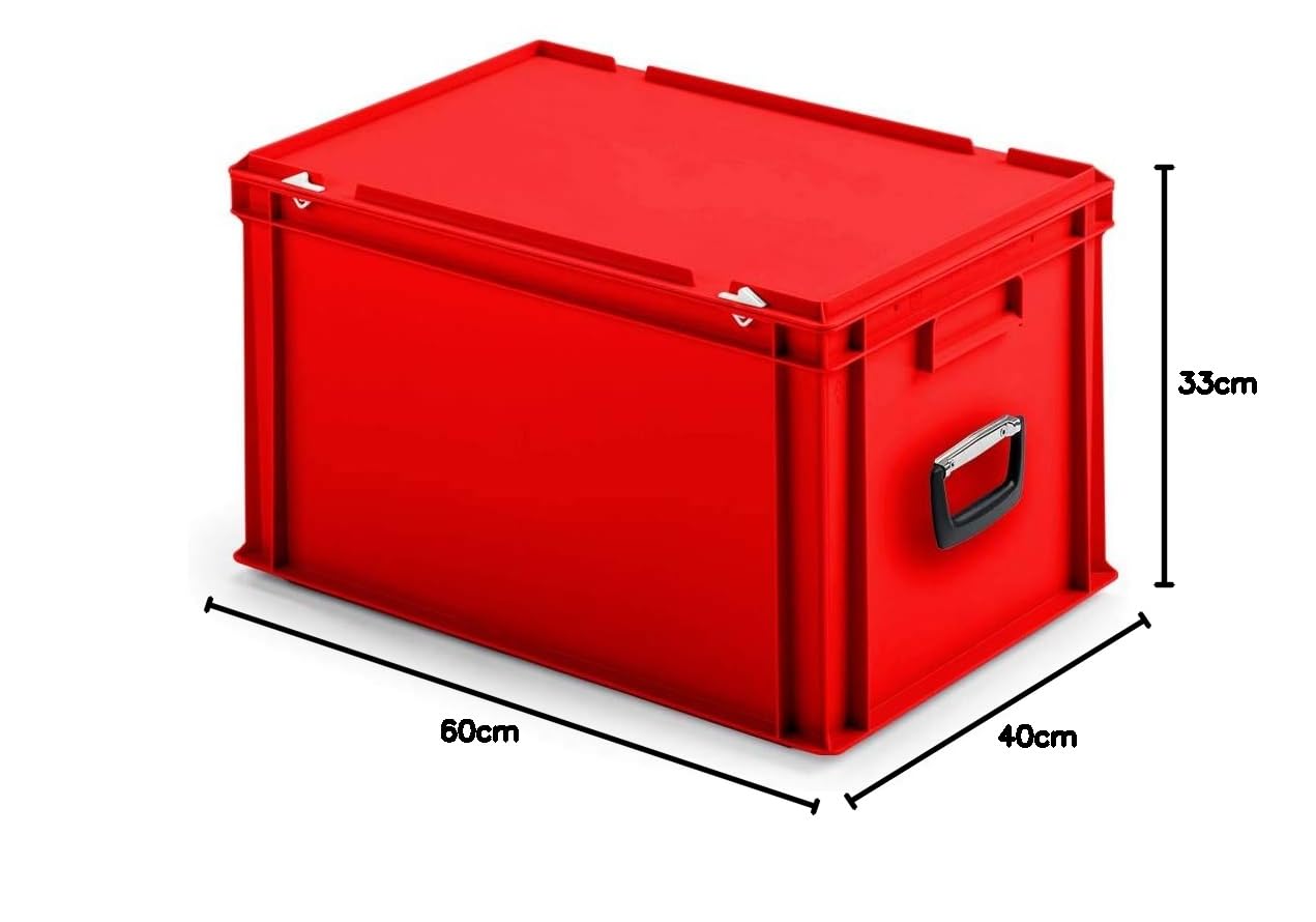 BRB 2 Eurokoffer mit 1 Tragegriff je Stirnseite, LxBxH 600x400x330 mm (rot)