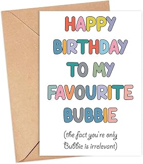 YoungGift Bubbie Birthday Card - To My Favourite Bubbie Card - Funny Birthday Card For Bubbie - Happy Birthday To My Favorite Bubbie Card - Cute Bubbie Card - Gift For Bubbie Card