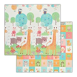 Relaxdays Speelmat dieren, opvouwbaar, vrij van schadelijke stoffen, afwasbaar, 195×175 cm, XPE-schuim, speelkleed kinderen, kleurrijk