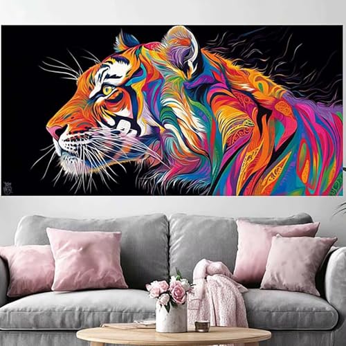 Diamond painting tigre 50x100cm : broderie diamant 5D complet pour adultes