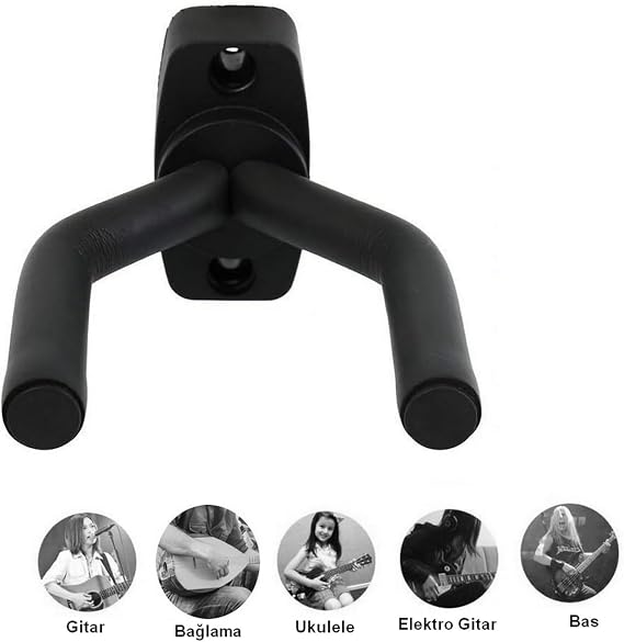 Chroma Gitar Bağlama Ukulele Duvar Askı Standı + Dübel ve Vida dahil