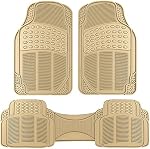 OxGord Universal Fit 3-Piece Full Set Ridged Heavy Duty Rubber Floor Mat - (Black)