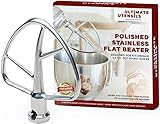 Ultimate Utensils Stainless Steel Flat Beater Compatible with 4.5-5 Quart KitchenAid Kitchen Mixers Dishwasher-Safe Cake Mixer Mixing Paddle Whisk Attachment for Baking, Cooking Won’t Flake or Peel