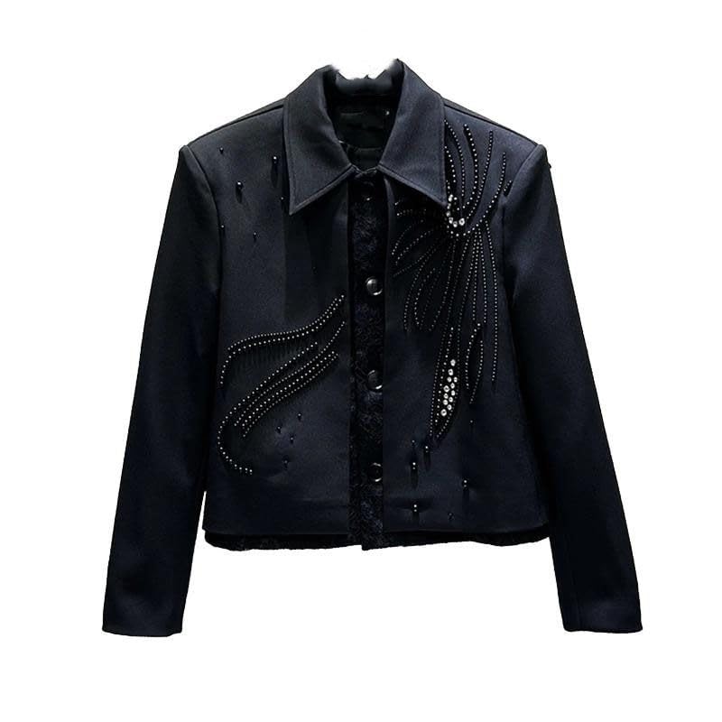Strass et perles patchwork sur veste haut de gamme homme