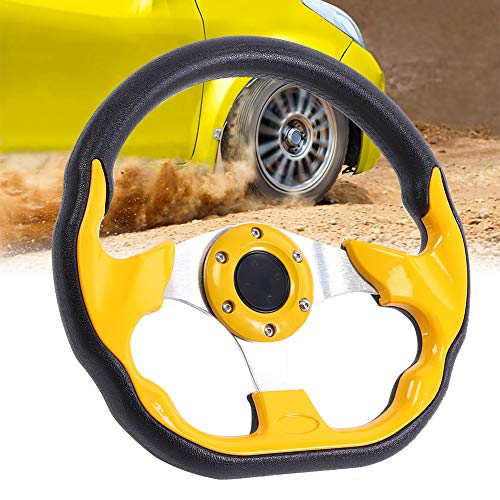 Gorgeri Volante de carro 320 mm/12,5 pol, Volante esportivo universal PVC com botão de buzina alumín