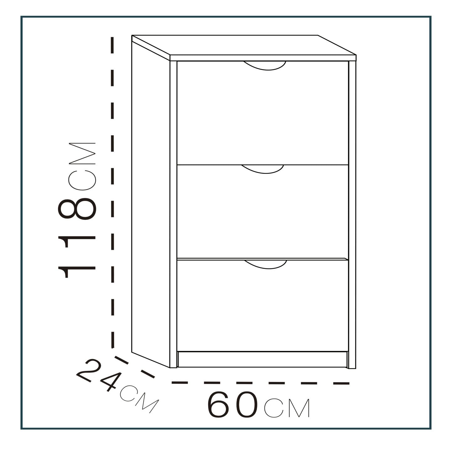 Zapatero 3 PUERTAS Madera 60 x 24 x H 118 cm
