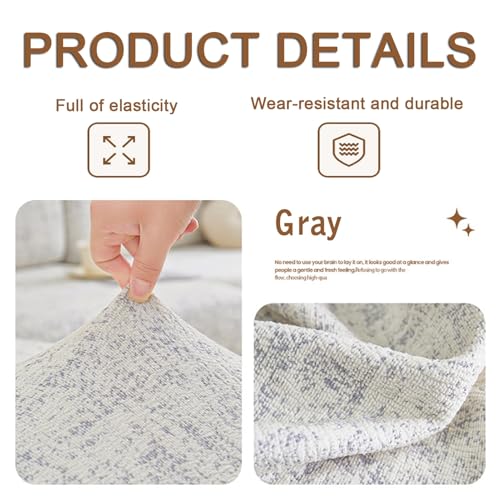 Housse de canapé en chenille douce gris prestige pour dossier grand - 3