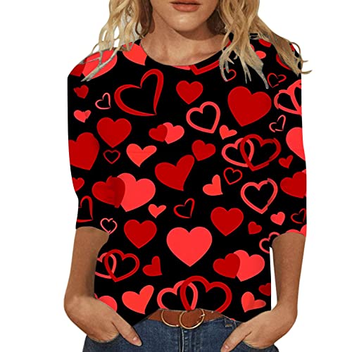 Valentine's Day Shirts For Women Girl Graphic Tee Shirts Long Sleeve Blouse Tops Long Sleeve Sweatshirts Valentine's Day Casual Blouse Tops Long Sleeve Sweaters Crew Neck Print Pullover #TOP29