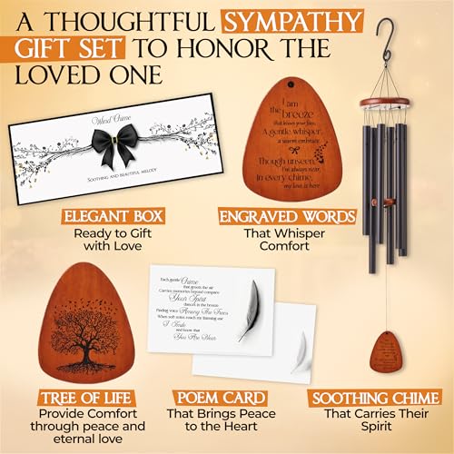 Image of 32 Inch Memorial Wind Chimes Outdoor, Wind Chimes for Loss of Loved One, Memorial Gifts for Loss of Mom, Sympathy Gifts for Mother, Father, Brother, Sister