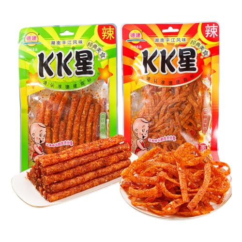 BaiLiSnacky Latiao 2 Packs Big Spicy Seasoned Sweet and Chinese Snacks Classic Hot Strips for Office Casual (106 G X 2 Packs)