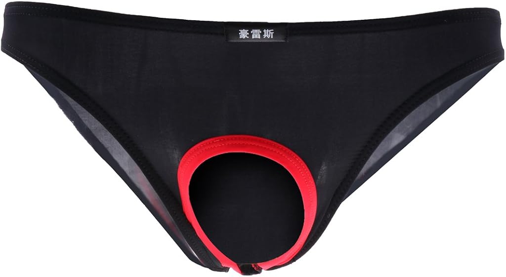 Hellery Herren Strings Bikinislip mit Öffnung Loch Thong Tanga Dessous