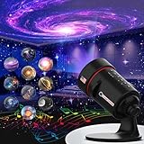 [White Noise] Galaxy Projector with Sound Machine 28 Soothing Sounds Memory Function Sleeping Timer Star Light Planetarium Projector with Starry Sky Space Solar System Moon Nebula for Adults Baby Kids