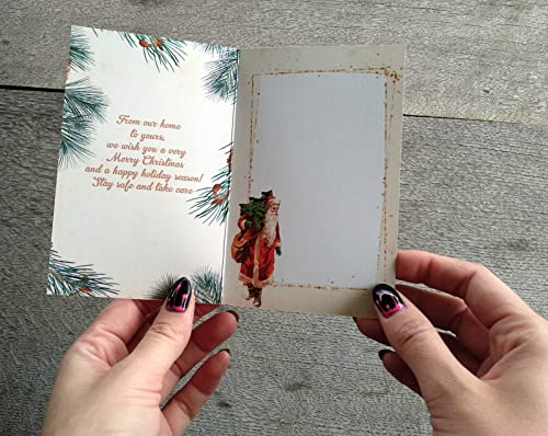 Image of PIXILUV SANTA CLAUS AND CHRISTMAS (Pack of 12) Notecards Small Greeting Cards # Jolly Old Saint Nicholas ~ Vintage Christmas Postcards Reprint