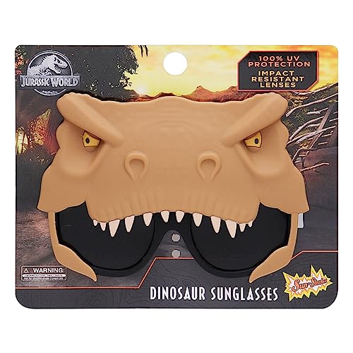 Sun-Staches Jurassic World Tyrannosaurus Rex Sunglasses for Kids | Dinosaur Costume or Dino Party Favor | UV 400 | One Size Fits Most Kids