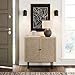 Nathan James Kova Accent Sideboard Storage Cabinet in Light Wood and Rattan with Metal Frame, Adjustable Shelves and Cane Doors, for Hallway, or Living Room, Light Oak/Cane/Black