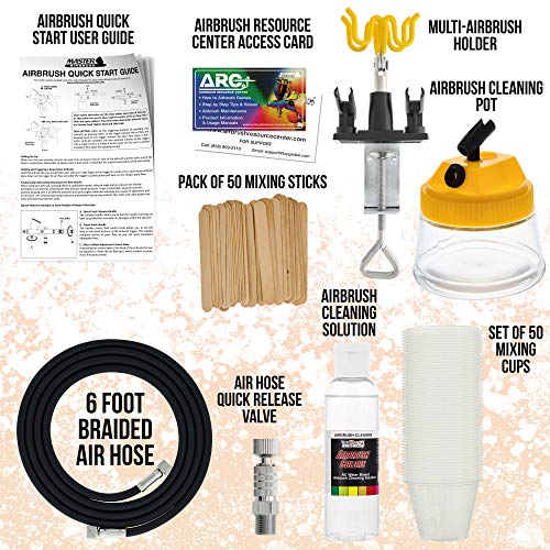 Master Airbrush Cool Runner II Dual Fan Air Storage Tank Compressor System Kit with a G44 Fine Detail Control 0.2mm Tip Airbrush, 24 Color Acrylic Paint Artist Set, Holders, Cleaning Pot, How-To Guide