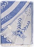 Picture of Bersuse 100% Cotton Kona XL Throw Blanket Turkish Towel Beach Blanket - Beach Camping Essentials - 75x90 Inches, Grey Blue