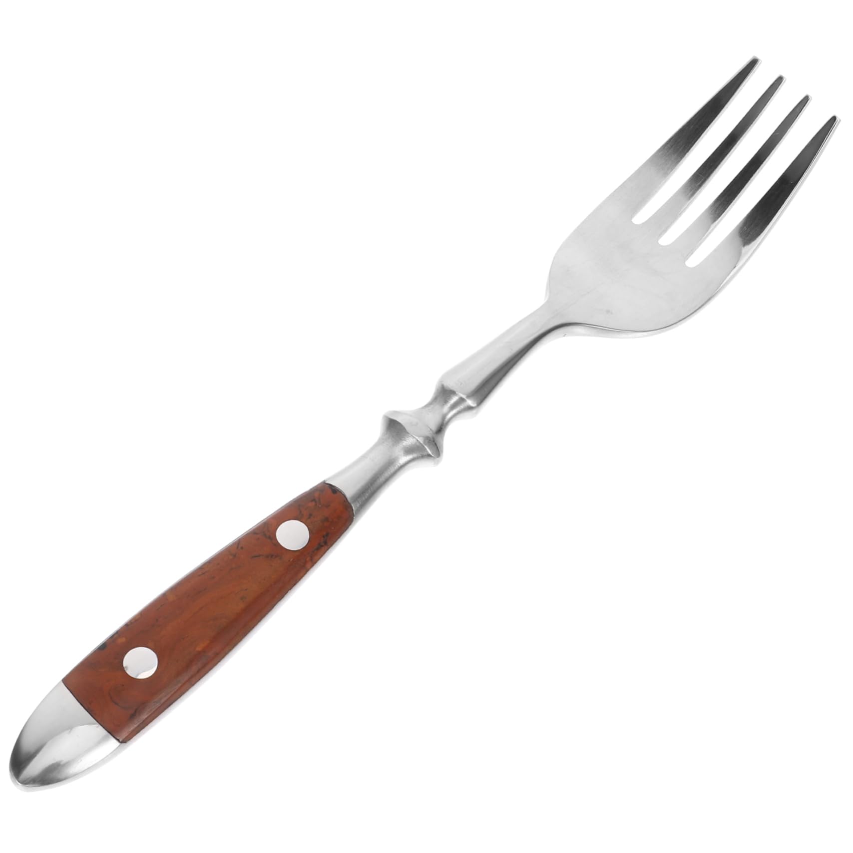 FUNOMOCYA Cutlery with Wooden Handles Stirring Fork Cake Fork Dinner Forks Household Tableware Yogurt Forks Fruit Tasting Fork Mixing Fork Table Forks Steel Serving 430 Stainless Steel