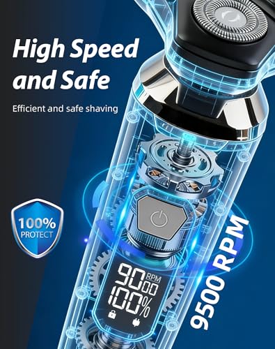 Utk Electric Razor For Men Cordless, 3 In 1 Mens Shaver, IPX7 Waterproof Electric Shaver With Nose/Sideburns, Wet & Dry, Fast Charging & Sensitive Skin Care, Led Display, Ideal Gifts For Men - 5