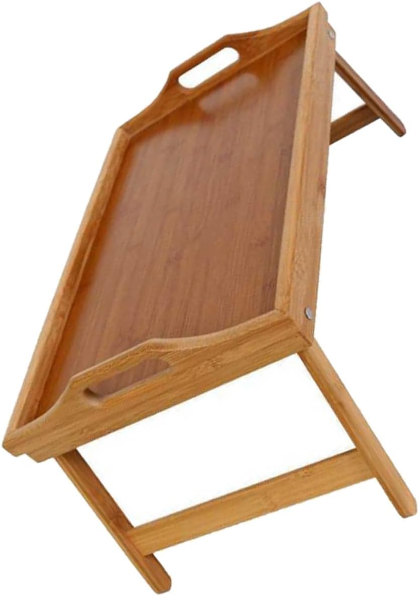 Bamboo Foldable Laptop Desk Handles Multi-Functional Bed Tray for Breakfast Reading and Working Portable and Lightweight Design for Home Office or Travel