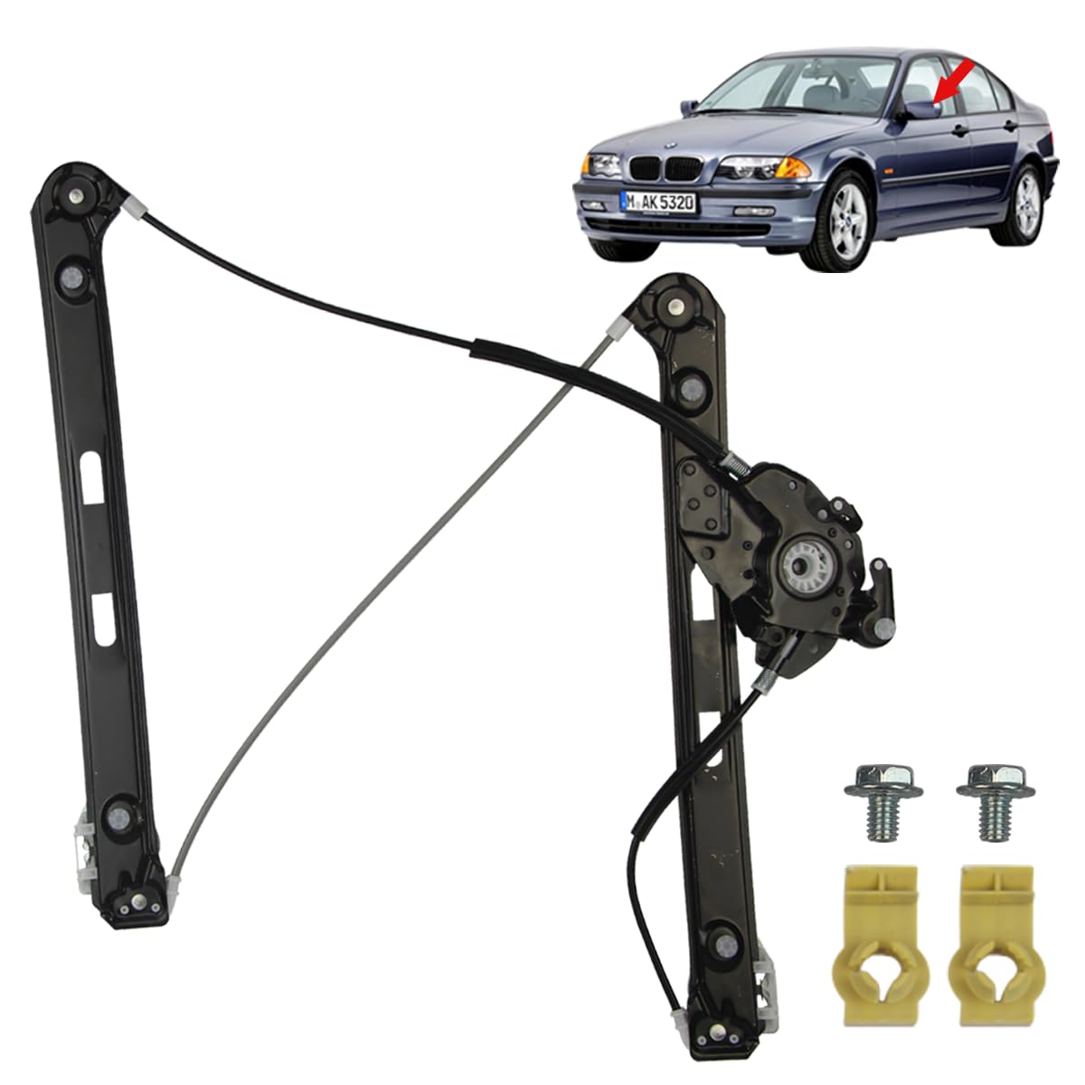 STARKIT PERFORMANCE Elevalunas compatible para BMW E46 (Serie 3) (1998-2005) DELANTERO IZQUIERDO (conductor) 51338212097, 51337020659