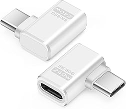 USB C Adapter 80Gbps (2 Pack), USBC Male to Type C Female Right Angle Data Transfer Connector USB4.0 Compatible for iPhone 16/15, Samsung, MacBook and Other USB-C