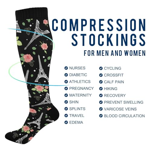 Image of Compression Socks for Men Women Colorful Knee High Socks Support for Athletic Sport Running Hiking Fitness