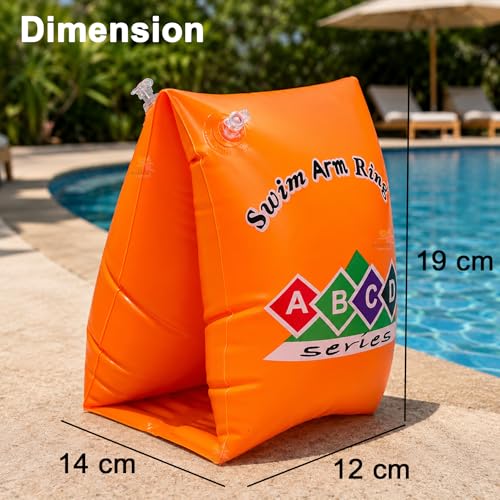 Image of Koochie-Koo Swimming Arm Bands for Kids Boys Girls | Inflatable Swim Arm Ring Floaties for Children | PVC Leak Proof Water Swimming Float Tube for Pool Beach Training Multicolor
