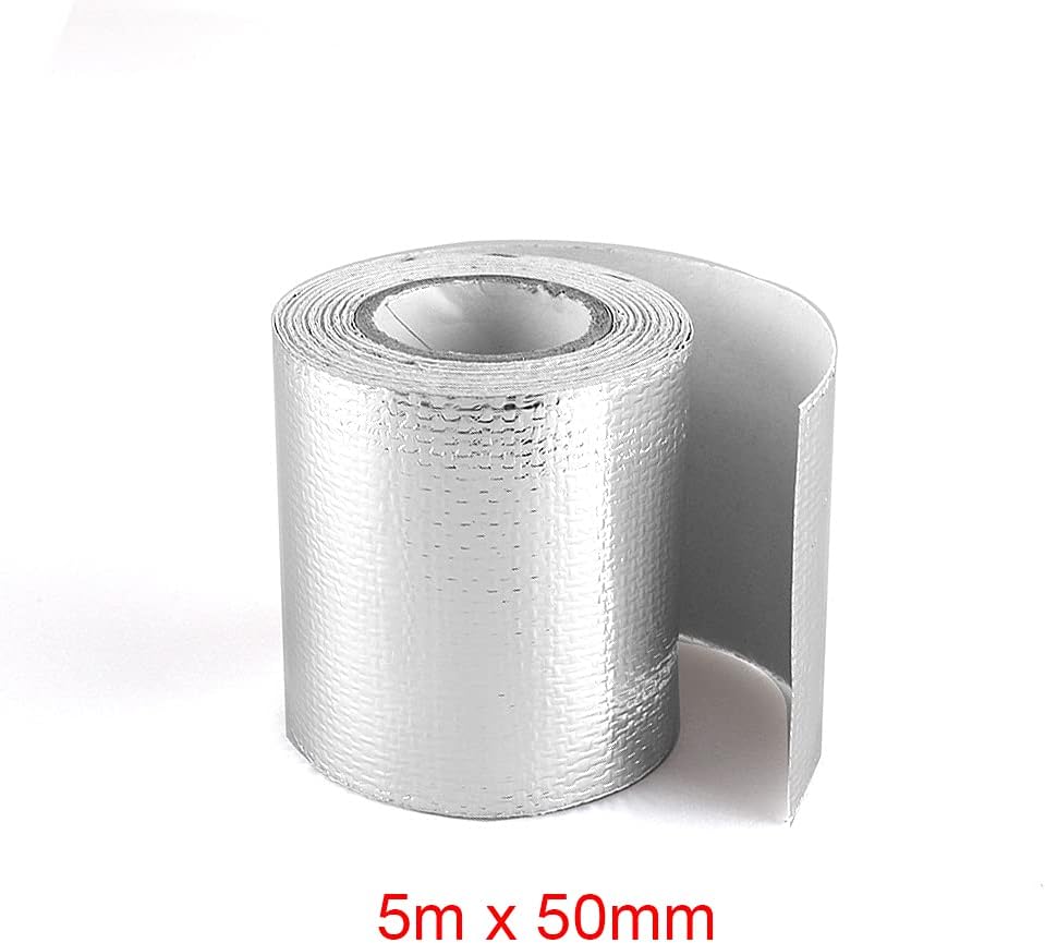 5/10M 2'' Gold Thermal Exhaust Tape Air Intake Heat Insulation Shield Wrap Reflective Heat Barrier Self Adhesive(5Meter Silver)