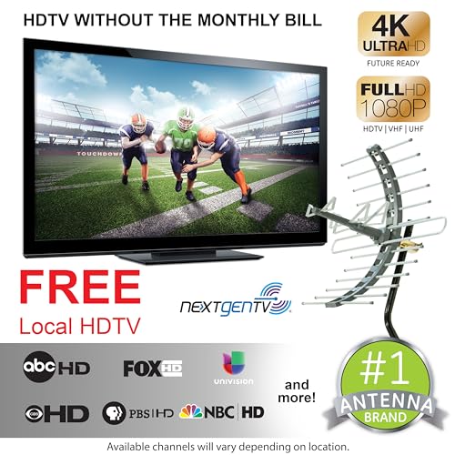 image for GE Outdoor HD Digital TV Antenna, Long Range Smart TV Antenna, Support