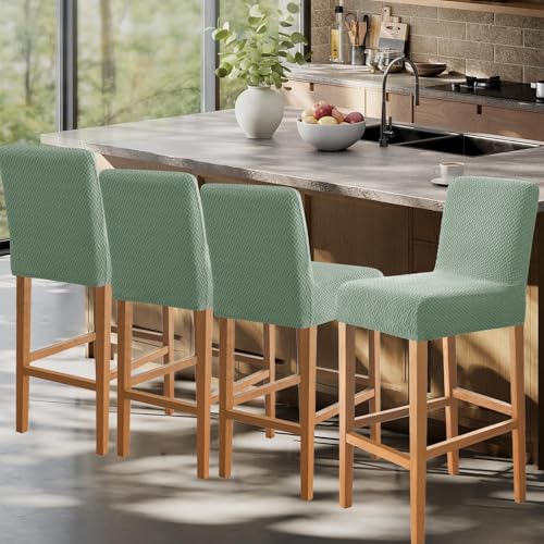 Image of FUANGUI Bar Stool Covers Set of 4, Stretch Bar Stool Seat Covers