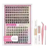 Lash Clusters Fairy Eyelash Extension D Curl 192Pcs Eyelash Extension Wispy Natural Invisible Band Lash with Waterproof DIY Lash Extension at Home(Enlarge-D-10-16MIX)