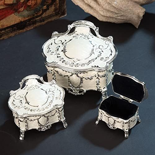 3 Sizes Choose Alloy Metal Storage Box Desktop Organizer Wedding Storage Box for Home Decoration(9.1X6.7X7CM)