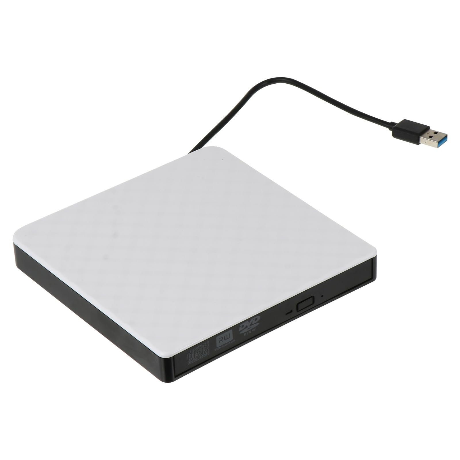HEMOTON Masterizzatore Abs Bianco USB 3.0 Esterno Dvd Ultra Sottile | Laptop e Desktop, Lettura Dvd-rom 8x e Cd-rom 24x, Supporta Dvd-r/rw e Cd-r, Design Classico