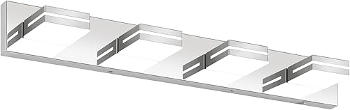 Miniatura 12 de Lámparas de tocador de baño sobre espejo (4 luces, blanco frío 6000K) Modernas lámparas LED de pared para baño, negro mate Negro - 6000K no