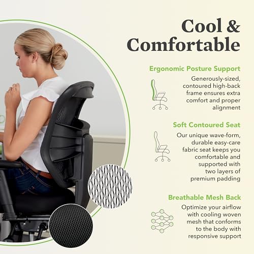 Image of HON Prominent Ergonomic Mesh Office Chair with Adjustable Arms and Advanced Synchro‑Tilt Recline, High Back Desk and Computer Chair for Home Office or Workstation, Lumbar Support, Black