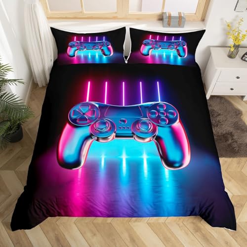 Teen Boys Gamer Duvet Cover Set Queen Size, Girls Gamer Bedding...