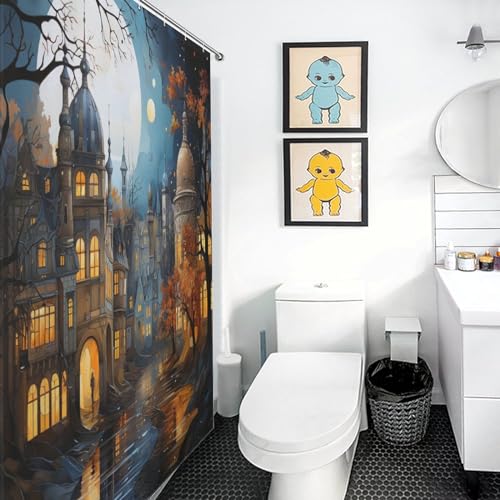 Rideau de douche architecture paysage urbain en tissu polyester de qualité supérieure 183cm