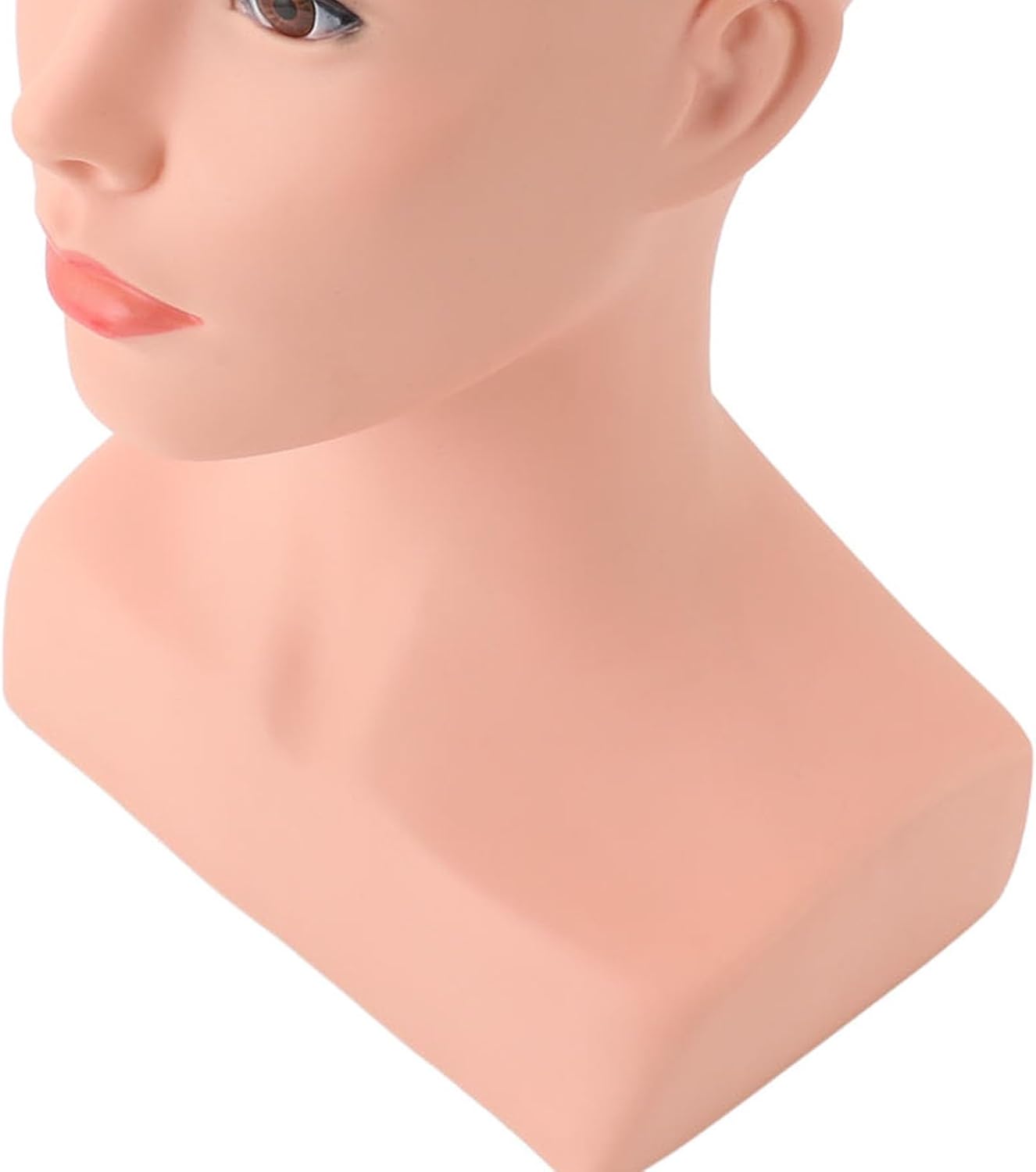 Brrnoo Female Bald Mannequin Head with Shoulder, Realistic Mannequin Bust Wig Heads For Hat Wigs,PVC Display Manikin Head Bust Wig Making Display