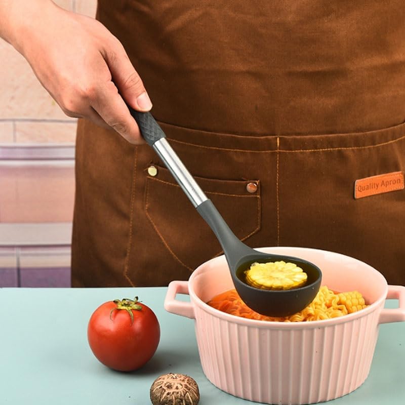 10 Piece Set of Stainless Steel Handle Silicone Kitchenware for Home Kitchen Non Stick Pan Cooking Spatula Spoons