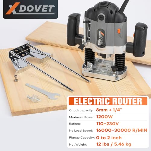 Xdovet 16000-30000 Rpm Electronic Plunge Woodworking Router, 6 Variable Speeds Wood Router Tool thumb #1