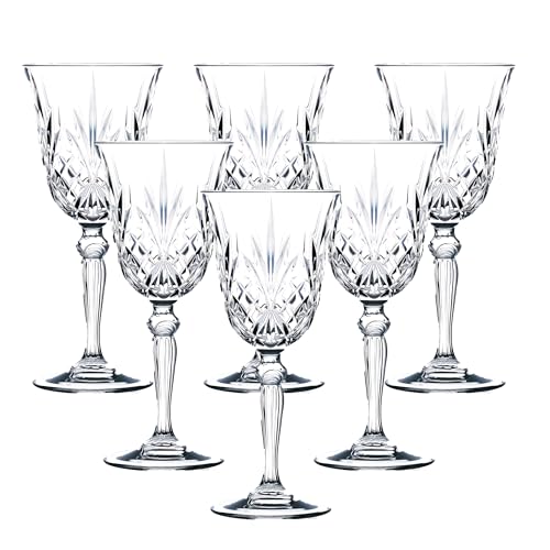 Lorenzo Lorren Home Trends RCR Crystal Collection - Juego de vasos de agua - Melodia, 6 unidades (paquete de 1), copa de vino tinto, 7.5 onzas líquidas